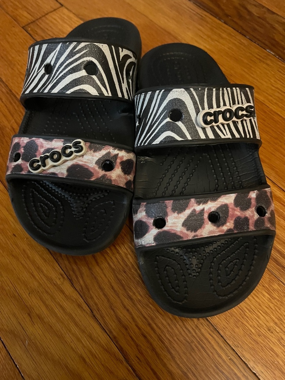 Crocs Animal Zebra and Leopard Print Sandals